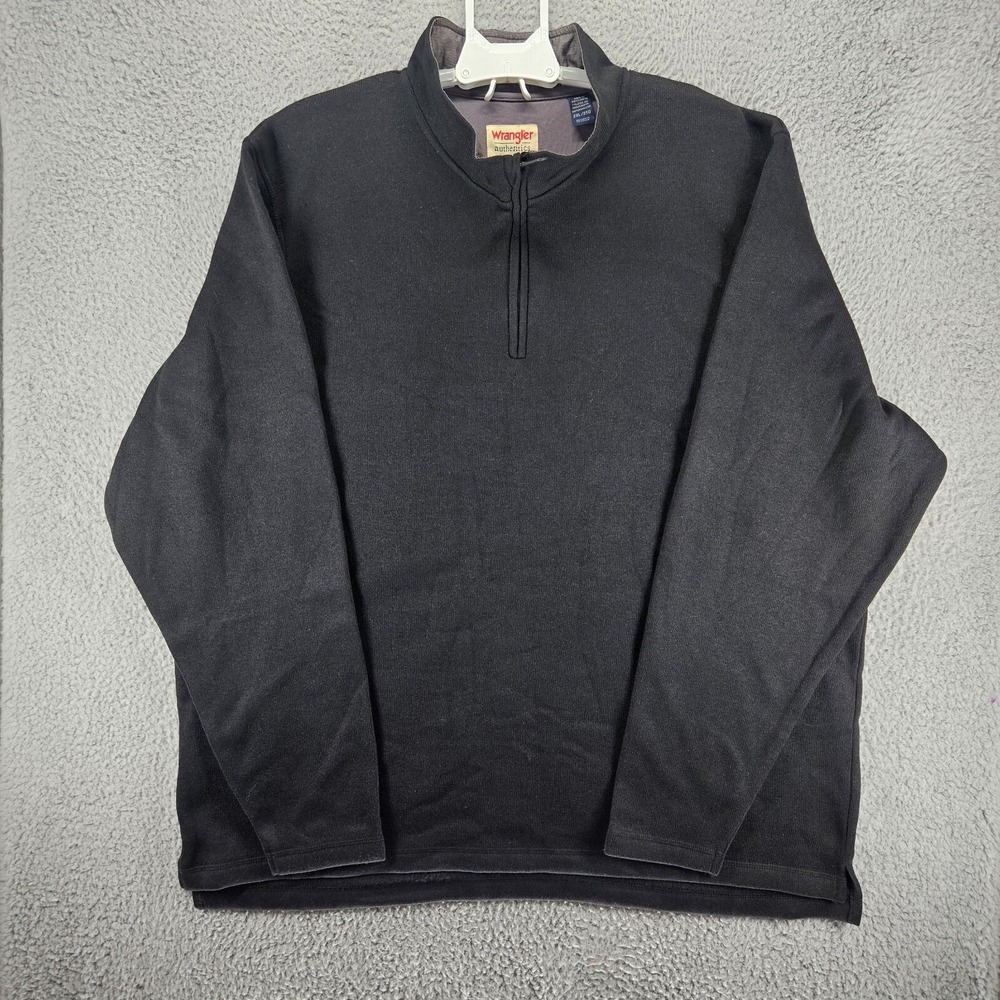 Wrangler Men's 2XL Pullover Sweater Fleece‎ Lined 1/4 Zip Black EUC Size 2XL